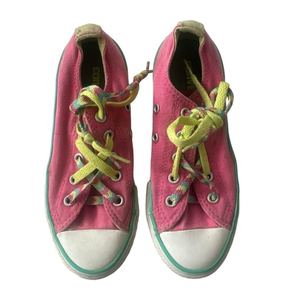 Converse Chuck Taylor All Star Pink Teal Lime Green Low Top Sneakers Kids 13